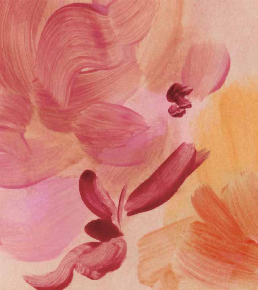 Textura floral pictórica en tonos coral y rosa