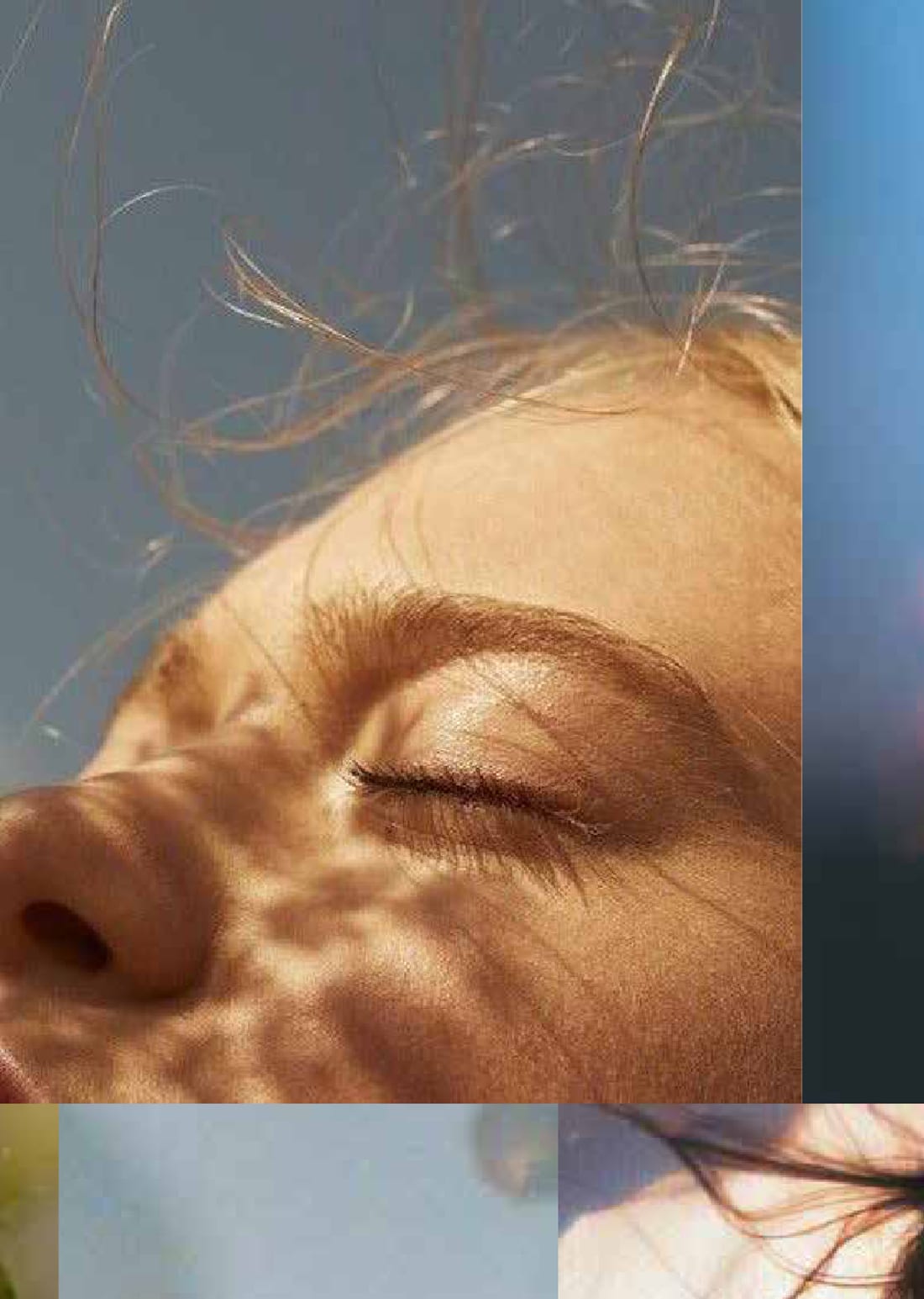 Mujer en calma, con los ojos cerrados, bajo una luz natural y suave